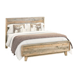 4 Pieces Bedroom Suite Double Size in Solid Wood Antique Design Light Brown Bed, Bedside Table & Tallboy - Side View