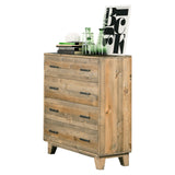 4 Pieces Bedroom Suite King Size in Solid Wood Antique Design Light Brown Bed, Bedside Table & Tallboy - Extra Image