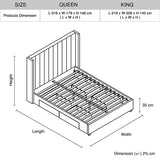 King Size High Rise Headboard Linen Beige Fabric Four MDF Drawers with Wheels Bed Frame - Low Angle