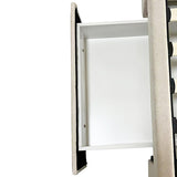 Alexa Queen Size High Rise Headboard Linen Beige Fabric Four MDF Drawers with Wheels Bed Frame - Rear View