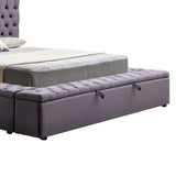 King Size Bedframe Velvet Upholstery Dark Grey Colour Tufted Headboard Deep Quilting - Top-Down View