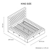 King Size Bedframe Velvet Upholstery Dark Grey Colour Tufted Headboard Deep Quilting - Extra Image