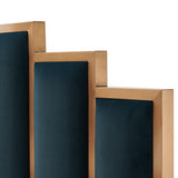 Austin Bed Frame Polyester Turquoise Fabric Padded Upholstery High Quality Slats Polished Stainless Steel Feet - 45-Degree Angle