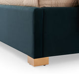 Austin Bed Frame Polyester Turquoise Fabric Padded Upholstery High Quality Slats Polished Stainless Steel Feet - Rear View