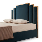 Austin Bed Frame Polyester Turquoise Fabric Padded Upholstery High Quality Slats Polished Stainless Steel Feet - Top-Down View