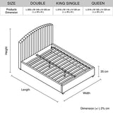 Camelia Double Size Bed Frame Pink Velvet Upholstery High Headboard Quality Slats Metal Structure - Close-Up Angle