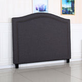 Bed Head Queen Size Charcoal Headboard with Curved Design Upholstery Linen Fabric - Side View