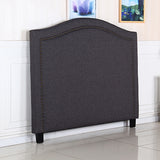 Bed Head Queen Size Charcoal Headboard with Curved Design Upholstery Linen Fabric - Top-Down View