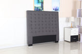 Bed Head Double Charcoal Headboard Upholstery Fabric Tufted Buttons - Side View