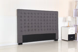 Bed Head King Charcoal Headboard Upholstery Fabric Tufted Buttons - Side View