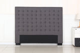 Bed Head Queen Charcoal Headboard Upholstery Fabric Tufted Buttons - Front View