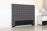 Bed Head Queen Charcoal Headboard Upholstery Fabric Tufted Buttons - Side View