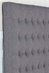 Bed Head Queen Charcoal Headboard Upholstery Fabric Tufted Buttons - 45-Degree Angle