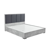 Queen Bed Frame Fabric Upholstery MDF in Cement Colour - Front View