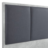 Queen Bed Frame Fabric Upholstery MDF in Cement Colour - Side View