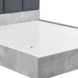 Queen Bed Frame Fabric Upholstery MDF in Cement Colour - Top-Down View