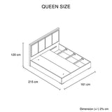 Queen Bed Frame Fabric Upholstery MDF in Cement Colour - Rear View