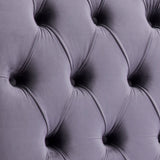 Queen Size Sleigh Bedframe Velvet Upholstery Grey Colour Tufted Headboard And Footboard Deep Quilting - Rear View