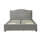 Emily Bed Frame Queen Size Velvet Fabric Grey Four MDF Drawers with Wheels - Top-Down View