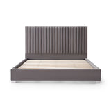 Hillsdale Bed Frame Polyester Fabric Padded Upholstery High Quality Slats Polished Stainless Steel Feet - Side View
