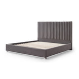 Hillsdale Bed Frame Polyester Fabric Padded Upholstery High Quality Slats Polished Stainless Steel Feet - Top-Down View