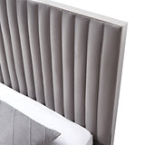 Hillsdale Bed Frame Polyester Fabric Padded Upholstery High Quality Slats Polished Stainless Steel Feet - 45-Degree Angle