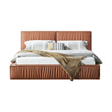 Louis King Bed Frame PU leather KD Slat in Wooden Legs - Side View