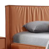 Louis King Bed Frame PU leather KD Slat in Wooden Legs - Top-Down View