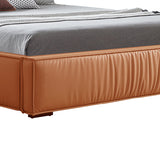 Louis Queen Bed Frame PU leather KD Slat in Wooden Legs - 45-Degree Angle