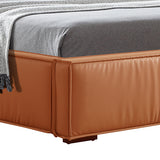 Louis Queen Bed Frame PU leather KD Slat in Wooden Legs - Rear View