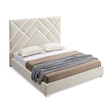 Matrix Bed Frame Fabric Padded Upholstery High Quality Slats Polished Stainless Steel Feet - Front View
