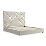 Matrix Bed Frame Fabric Padded Upholstery High Quality Slats Polished Stainless Steel Feet - Top-Down View