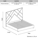 Matrix Bed Frame Fabric Padded Upholstery High Quality Slats Polished Stainless Steel Feet - 45-Degree Angle
