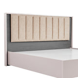 Queen Bed Frame Fabric Upholstery MDF LED Headboard in Champagne Colour - Top-Down View