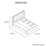 Queen Bed Frame Fabric Upholstery MDF LED Headboard in Champagne Colour - Rear View