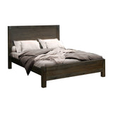 Bed Frame Double Size in Solid Wood Veneered Acacia Bedroom Timber Slat in Chocolate - Front View