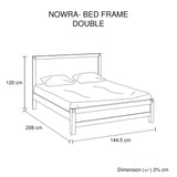Bed Frame Double Size in Solid Wood Veneered Acacia Bedroom Timber Slat in Chocolate - Extra Image