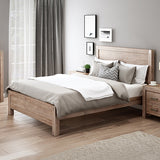 Bed Frame King Single Size in Solid Wood Veneered Acacia Bedroom Timber Slat in Oak - Close-Up Angle