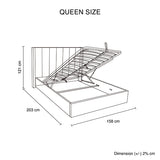 Prado Gas Lift Queen Bed Frame Non-woven Fabric MDF KD Slats - Close-Up Angle