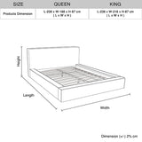 Ralph Queen Bed Frame Fabric Upholstery in KD slat - Rear View