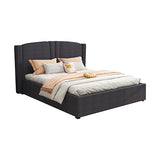 Roman Bed Frame Queen Size Black Velvet Fabric with Gas Lift plywood metal structure - Front View