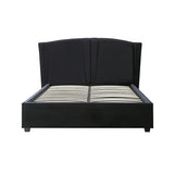 Roman Bed Frame Queen Size Black Velvet Fabric with Gas Lift plywood metal structure - Side View