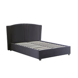Roman Bed Frame Queen Size Black Velvet Fabric with Gas Lift plywood metal structure - Top-Down View