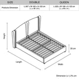 Roman Bed Frame Queen Size Black Velvet Fabric with Gas Lift plywood metal structure - Rear View