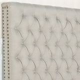 Bed Head King Size French Provincial Headboard Upholsterd Fabric Beige - Side View
