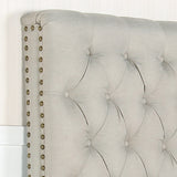 Bed Head King Size French Provincial Headboard Upholsterd Fabric Beige - Rear View