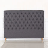Bed Head Queen Size French Provincial Headboard Upholsterd Fabric Charcoal - Rear View