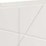 Buffet Sideboard Colour Ceramic Top MDF in Glossy White Gold Colour - 45-Degree Angle