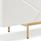 Buffet Sideboard Colour Ceramic Top MDF in Glossy White Gold Colour - Rear View