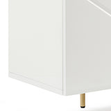 Buffet Sideboard Colour Ceramic Top MDF in Glossy White Gold Colour - Side View